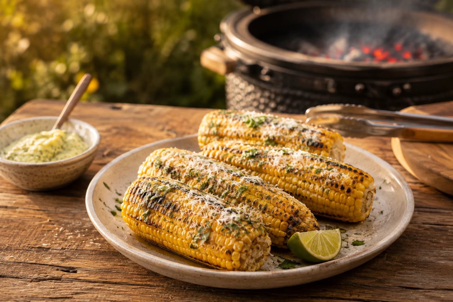 BBQ Maïskolven met Limoenboter en Parmezaan