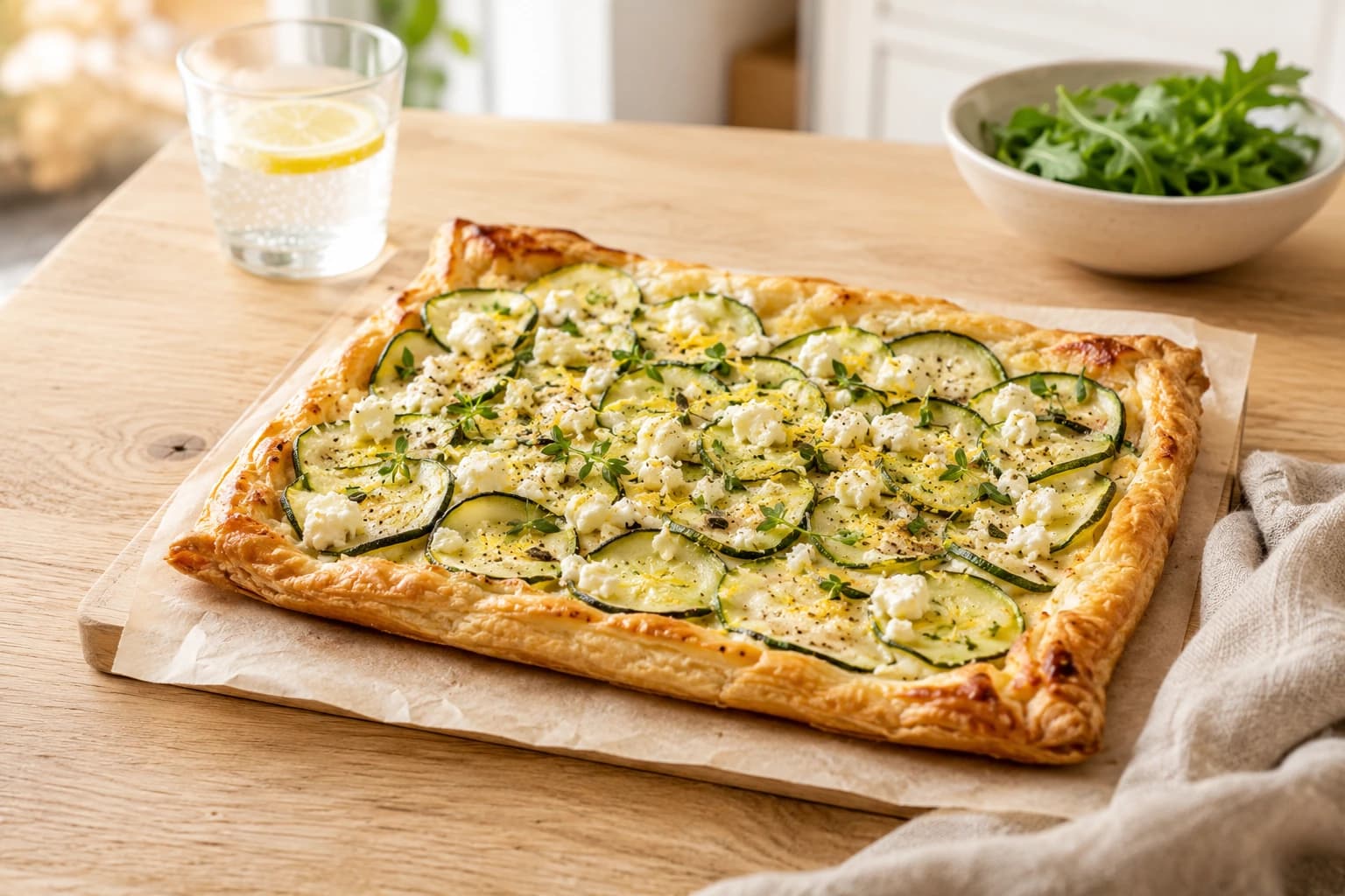 Courgette-feta Plaattaart met Citroen