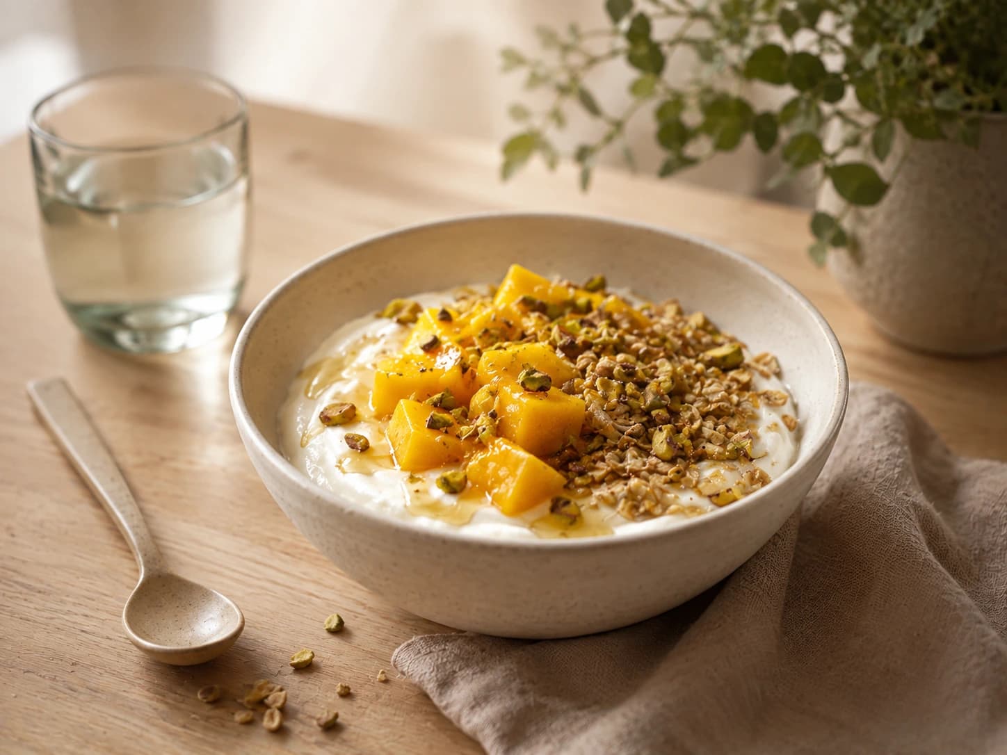 Griekse Yoghurt Bowl met Mango en Pistache