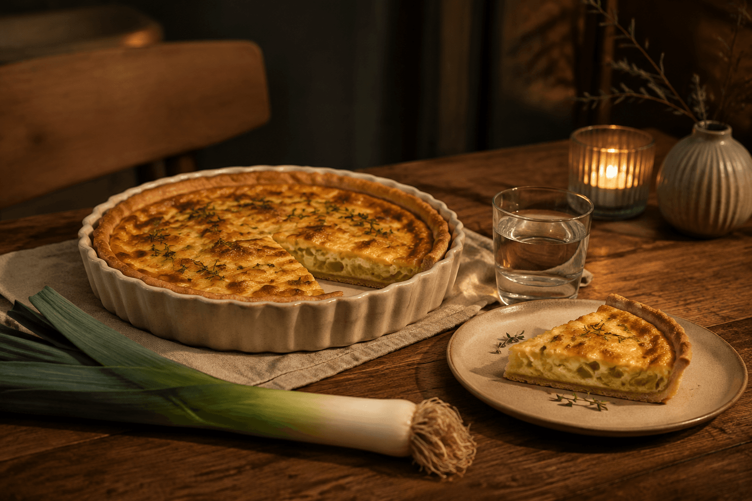 Preiquiche in een warme Scandinavische dinersetting