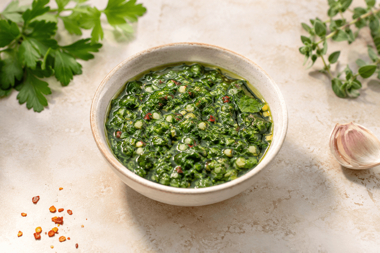 Klassieke chimichurri met verse kruiden