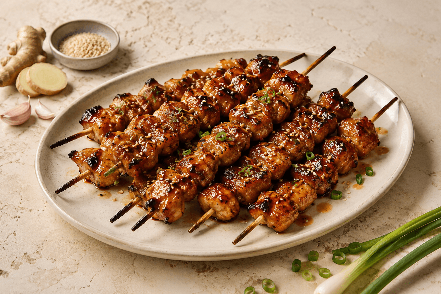 Sticky kipspiesen met honing-soja