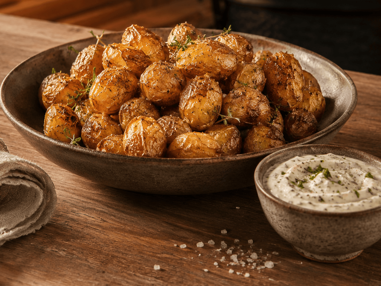 BBQ-aardappeltjes met knoflooksaus