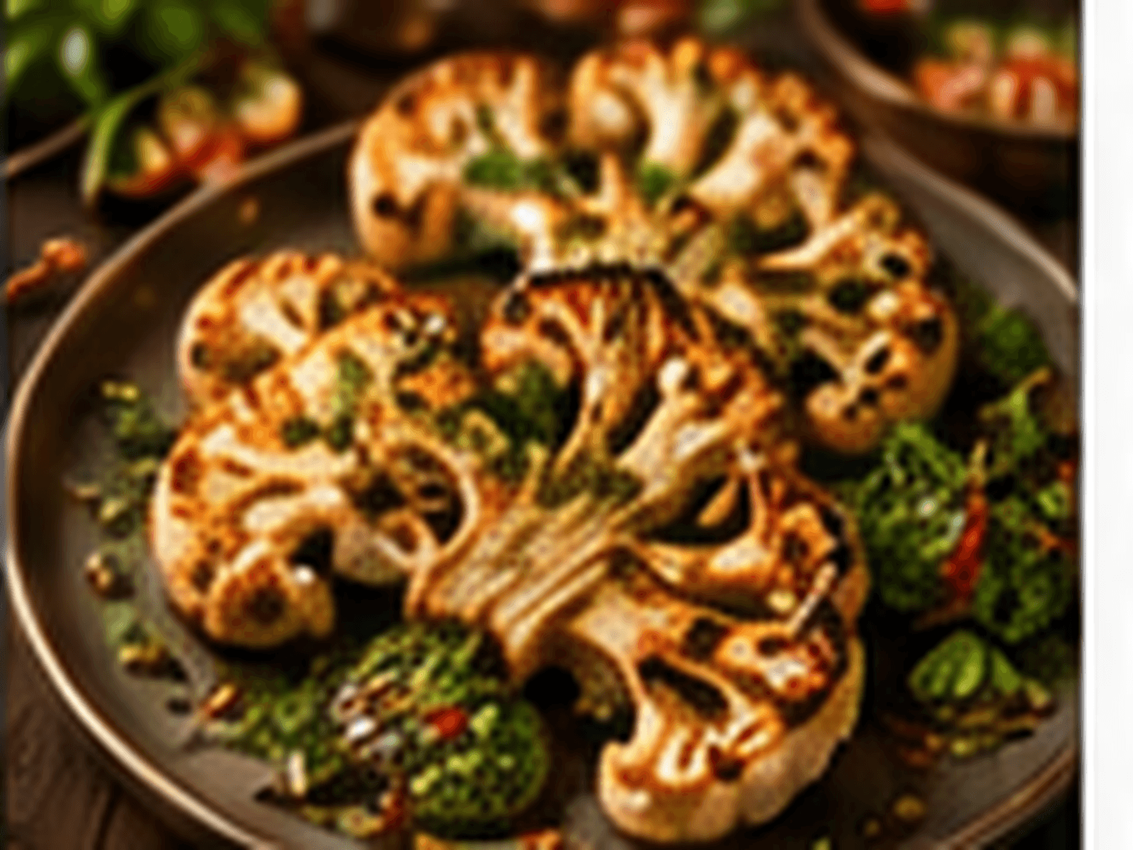 Gegrilde bloemkoolsteaks met groene pesto