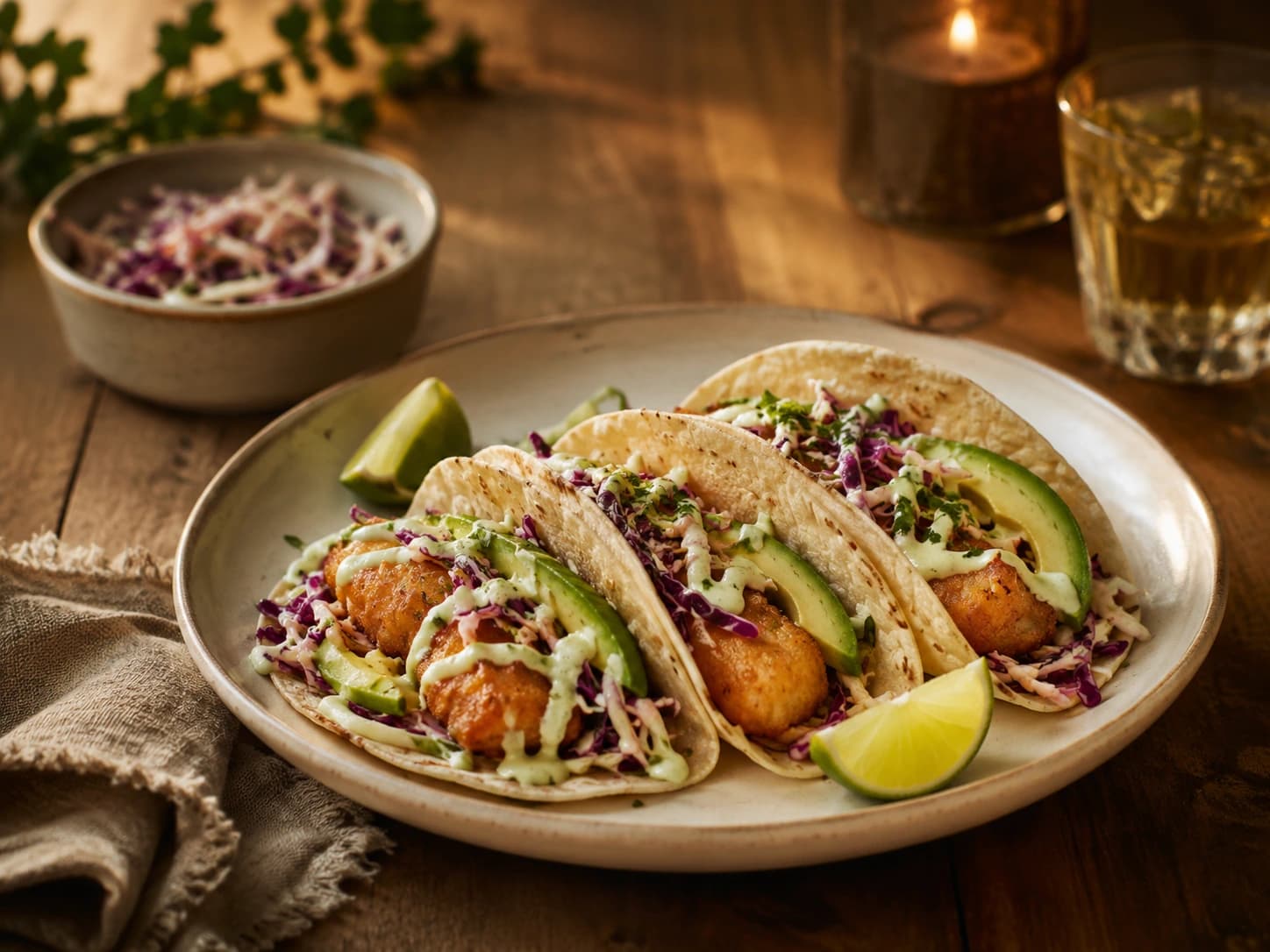 Crispy Fish Taco's met Limoenslaw