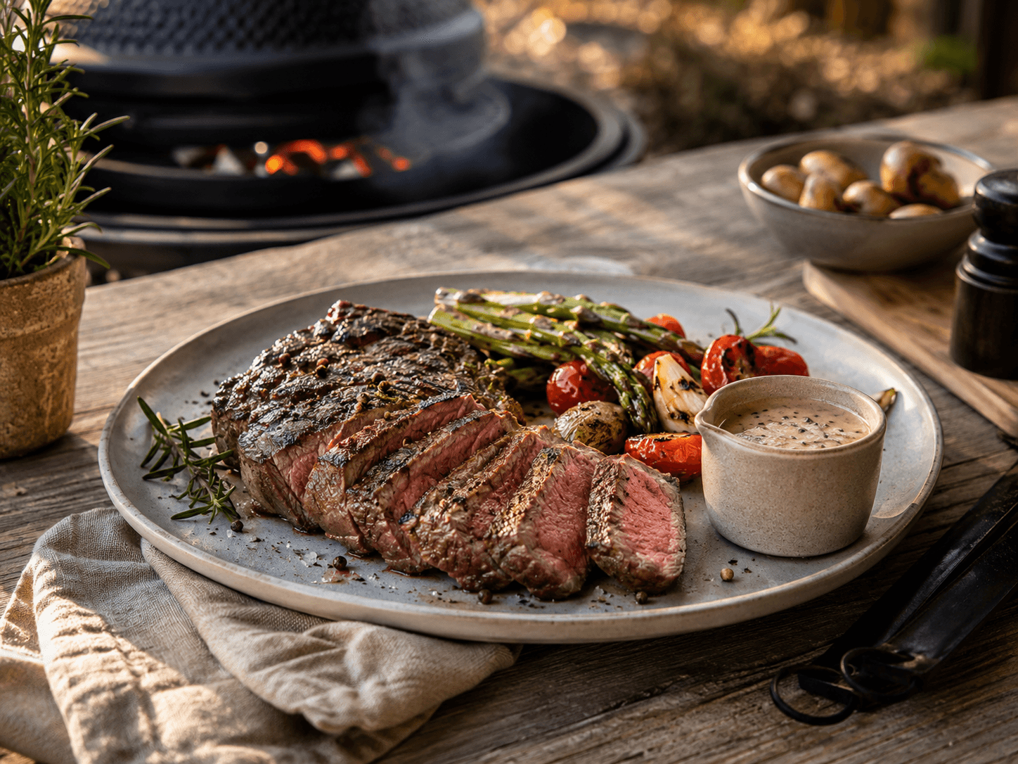 Gegrilde steak met pepersaus