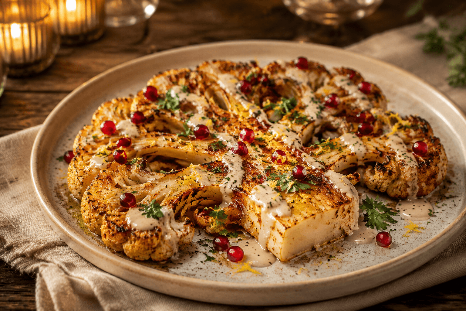 Geroosterde bloemkoolsteak met tahin