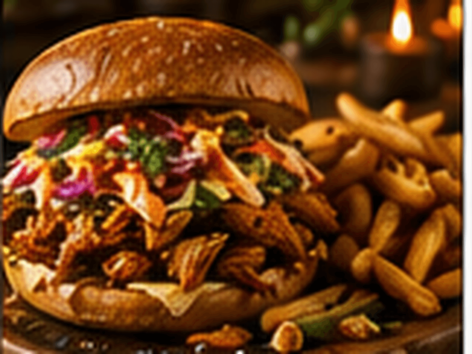 Sfeerfoto van Pulled chicken BBQ-broodjes