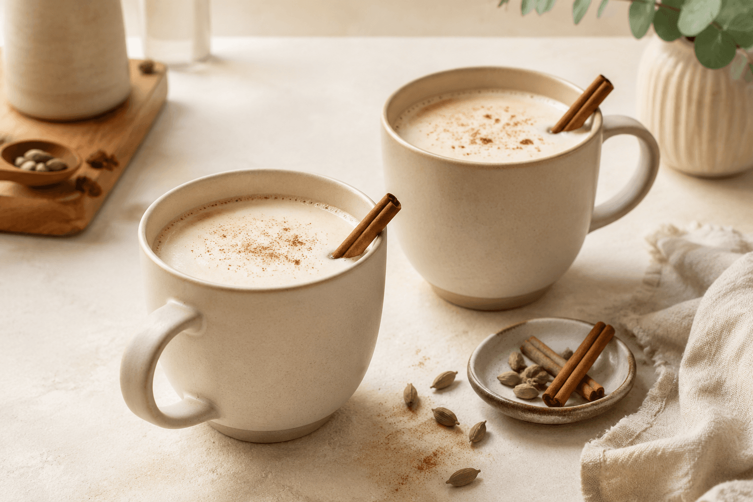 Warme chai latte met honing