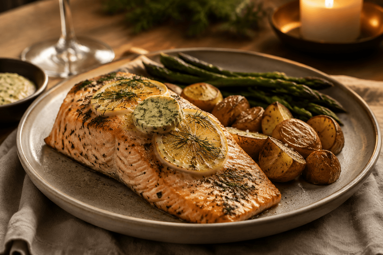 Zalm uit de oven met citroen en dille