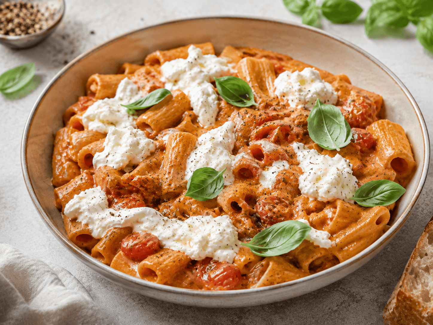 Romige tomatenpasta met burrata