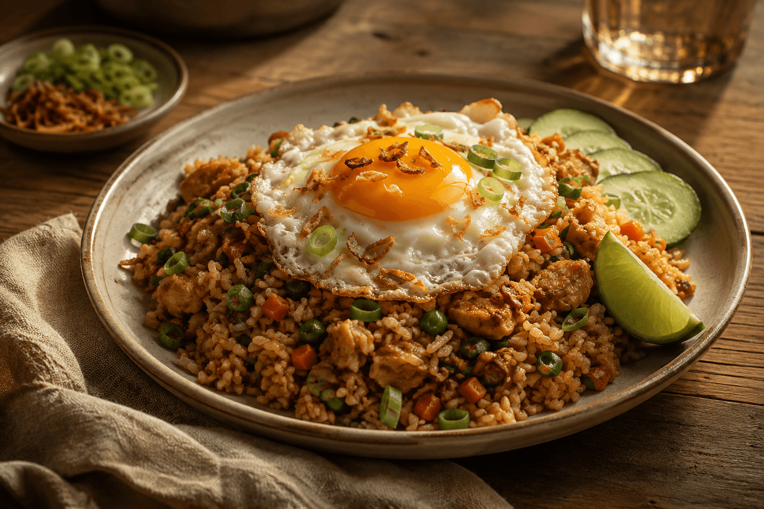 Authentieke Nasi Goreng met Gebakken Ei als hoofdafbeelding