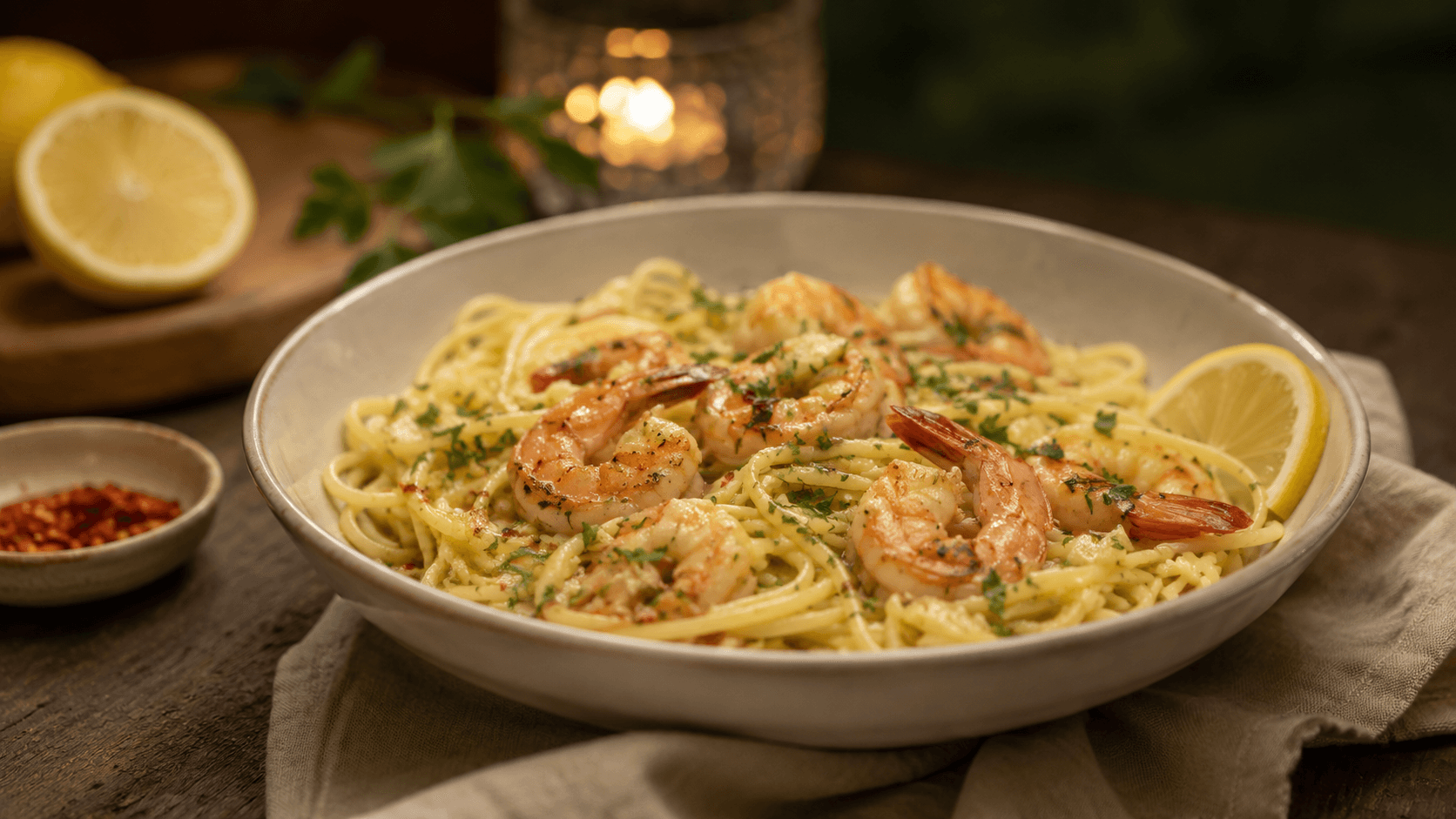 Citroen-Knoflook Pasta met Garnalen als hoofdafbeelding