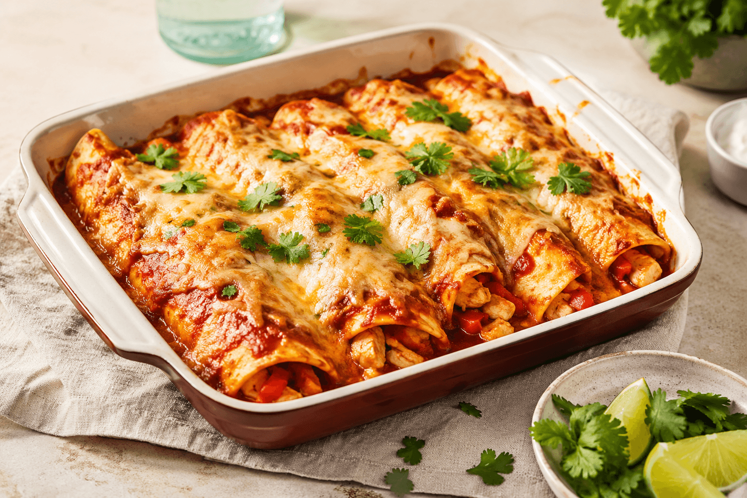 Kip Enchiladas met Paprika en Gesmolten Kaas als hoofdafbeelding