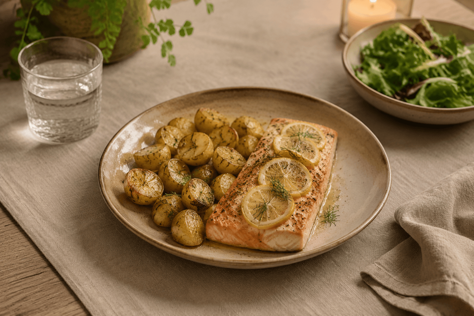 Ovenzalm met citroen en krieltjes