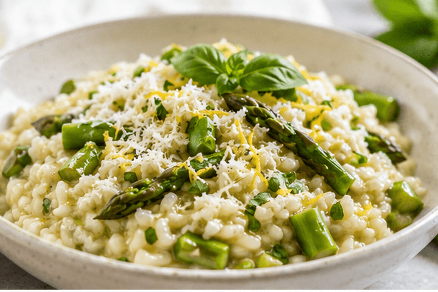 Romige citroenrisotto met groene asperges