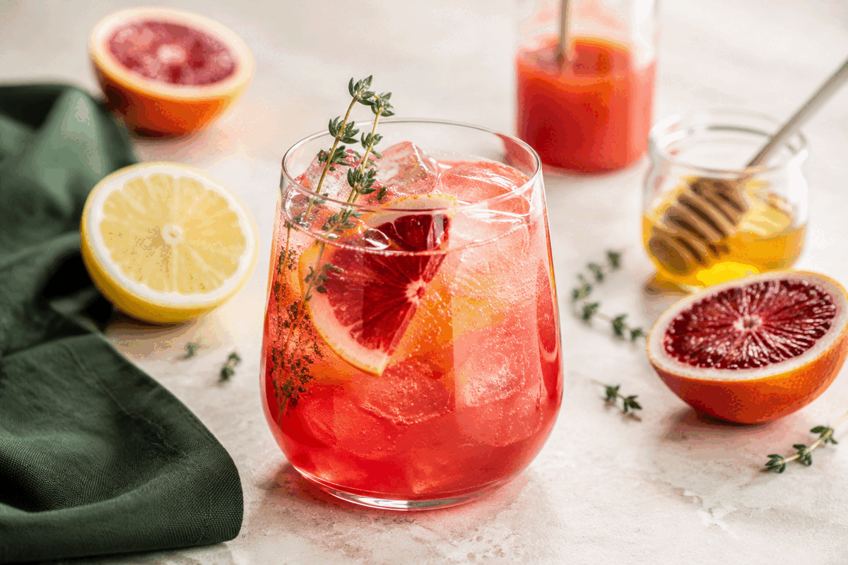 Bloedsinaasappel-tijm mocktail